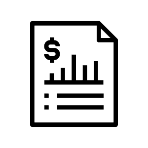 Custom packaging box with financial report and data analysis elements.
